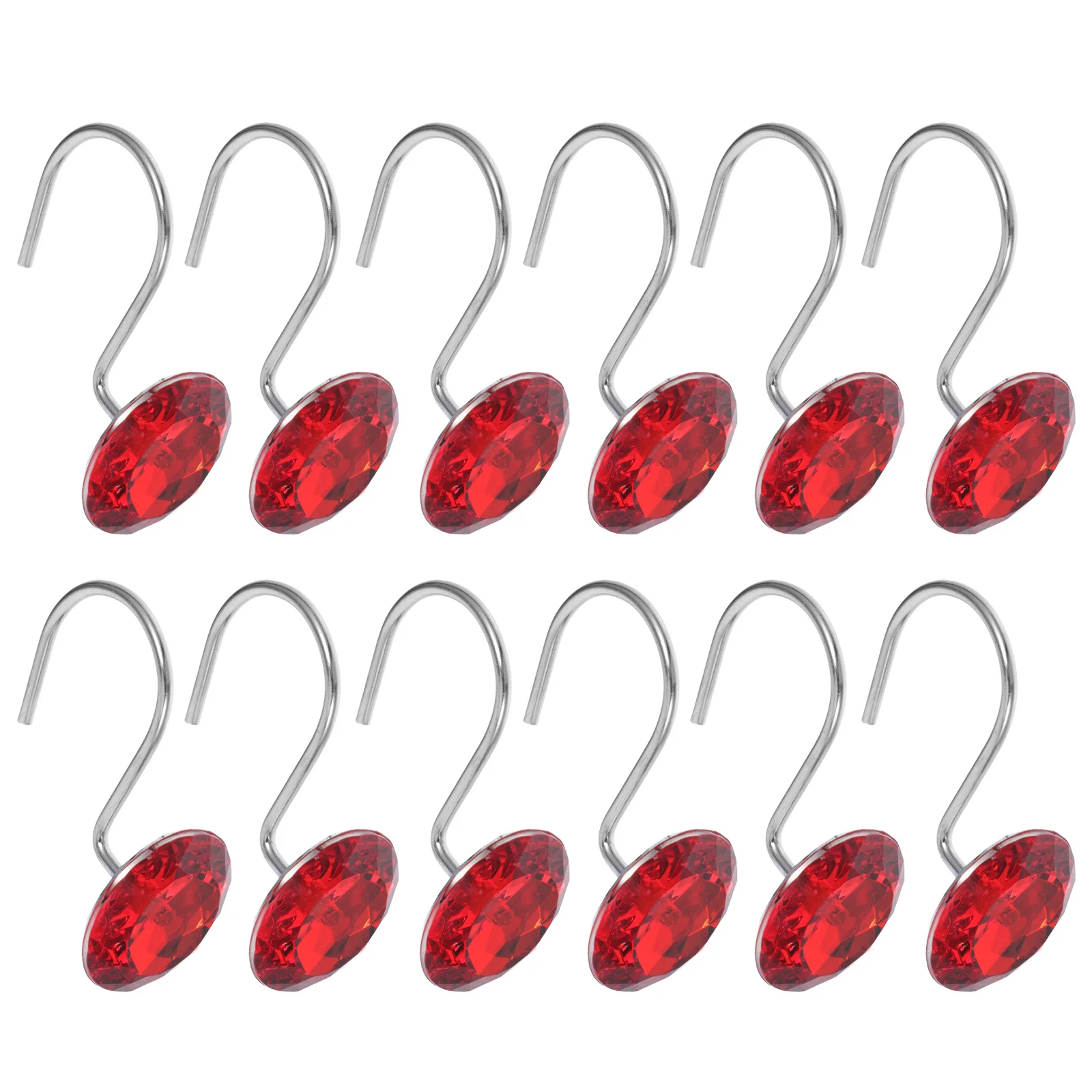 

12Pcs Crystal Shower Curtain Hooks Acrylic and Iron Hangers Thick Sturdy No Burr Design for Bathroom Window Shower Drapes