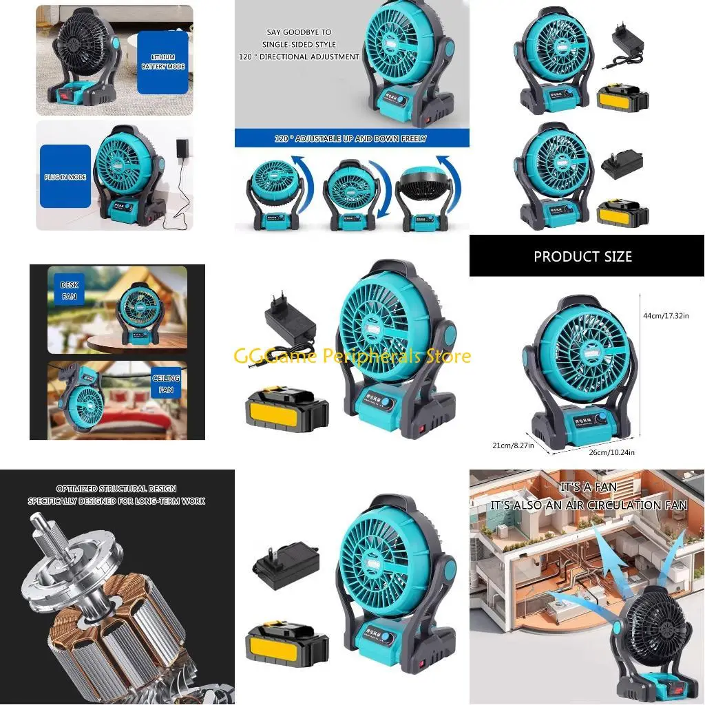 

U55B Camping Fan with LED Light Rechargeable Battery Powered Fan Stepless Speed