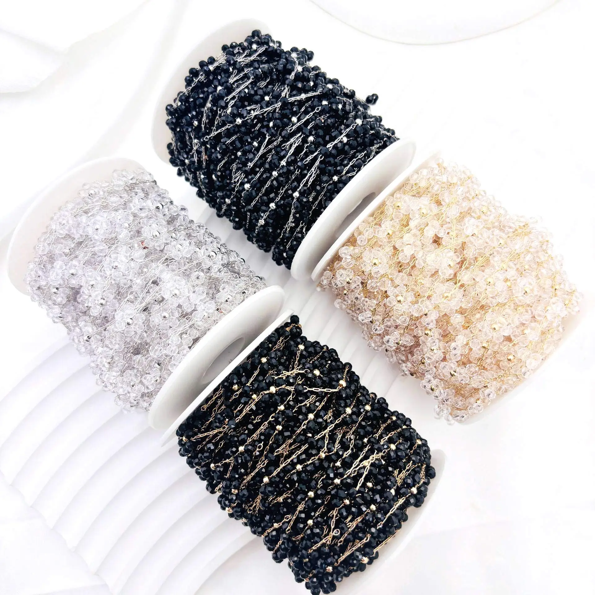 chaine-a-maillons-ton-or-argent-5yards-fleurs-multicolores-perles-de-cristal-bricolage-artisanat-sac-a-main-pochette-chaussures-vetements-fournitures-de-decoration