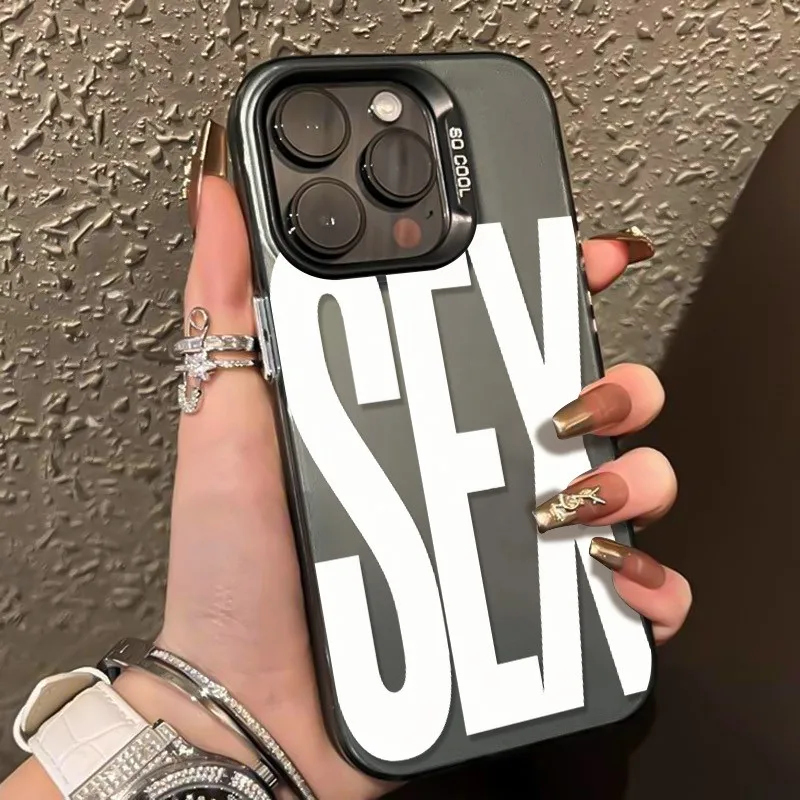 Capa de telefone com padrão de ícone sexual, para iphone 17 16 15 14 13 12 11 pro max mini x xr 7 8 plus 16e, filme brilhante de ar, capa traseira dura para pc