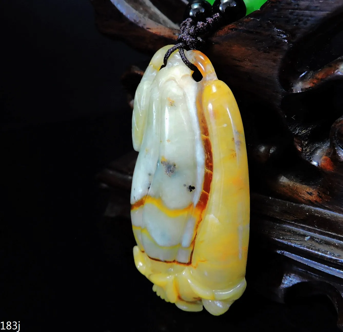 Jade Jewelry Natural Jade Pendant Necklace Hand-Carved lucky melon Jadeite Necklace Pendant Gift No Treatment 183j