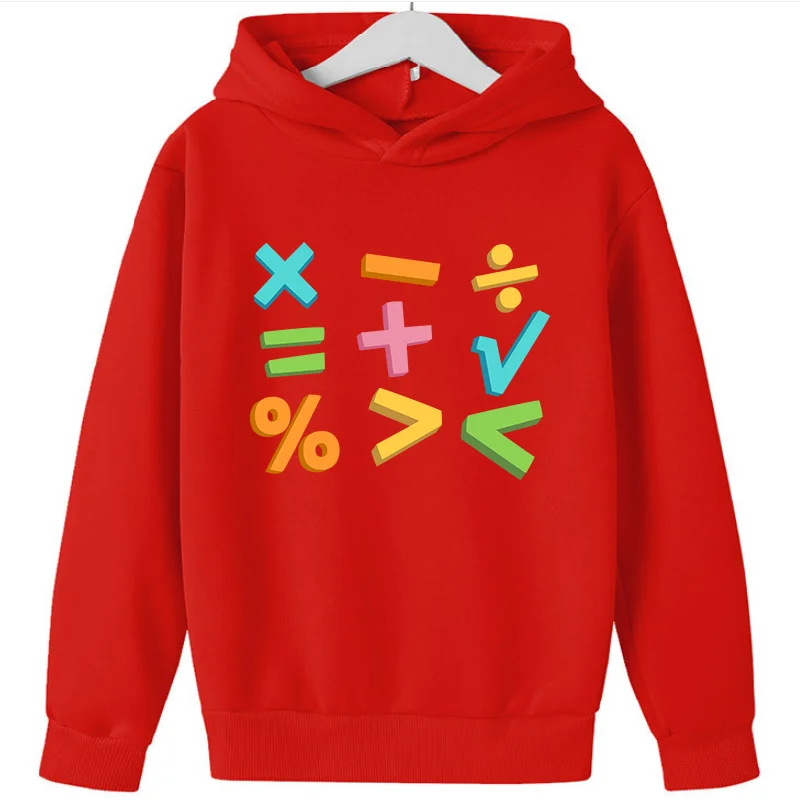 Hot Boys Girls Hoodie New Cartoon Mathematic Symbols Print Fashion Explosion Kids Clothes Girls Sweatshirts Sweater Clothes  +-