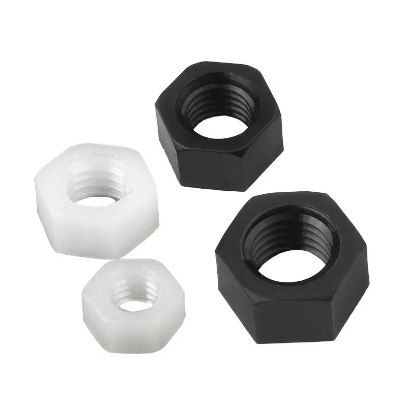 M2 M2.5 M3 M4 M5 M6 M8 M10 M12 M14 M16 M18 M20 High Quality DIN934 Black White Color Plastic Insulation Nylon Hex Hexagon Nut