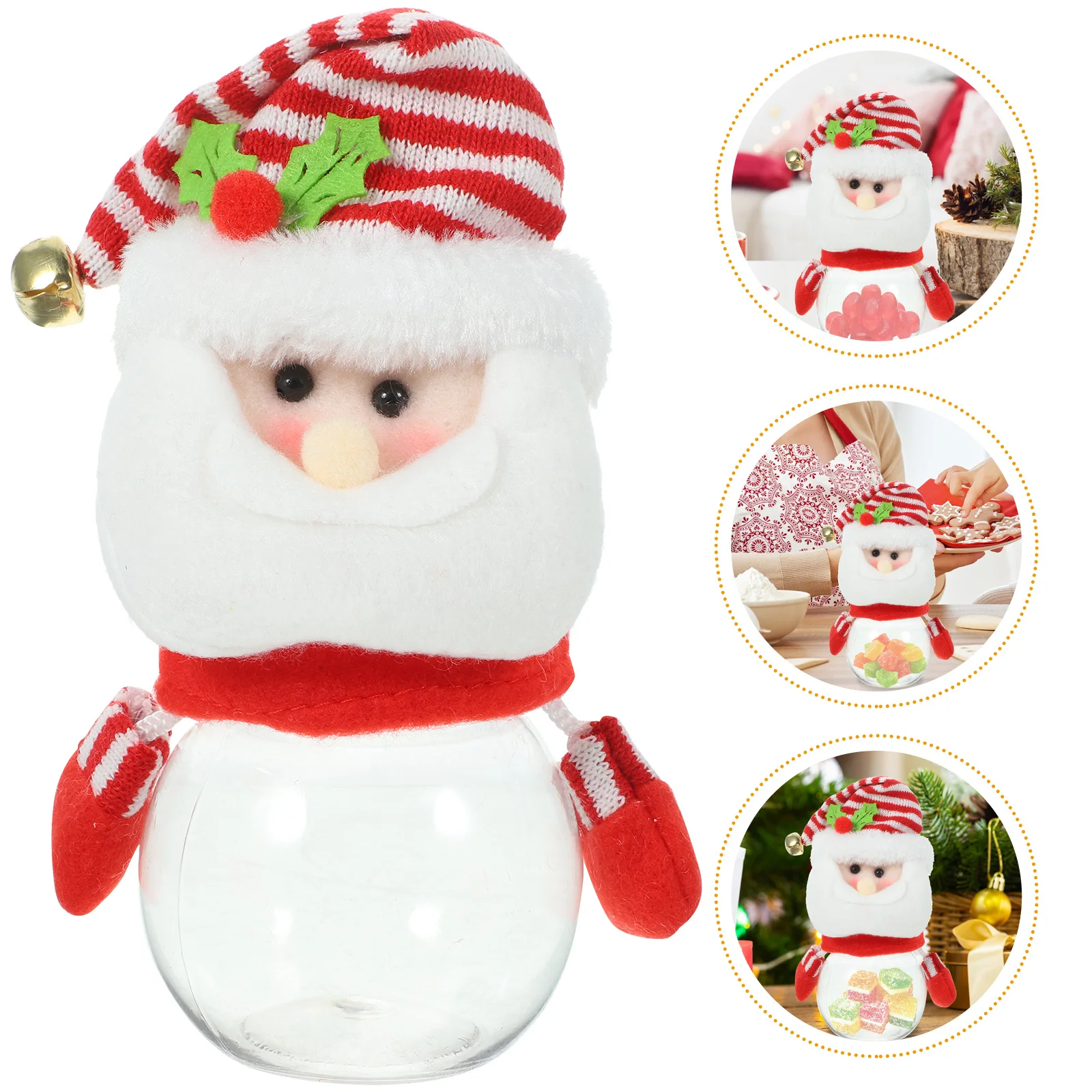 

Christmas Candy Jar Cartoon Sealed Storage Canister Multipurpose Container for Candies Nuts Spices Xmas Desktop Ornament