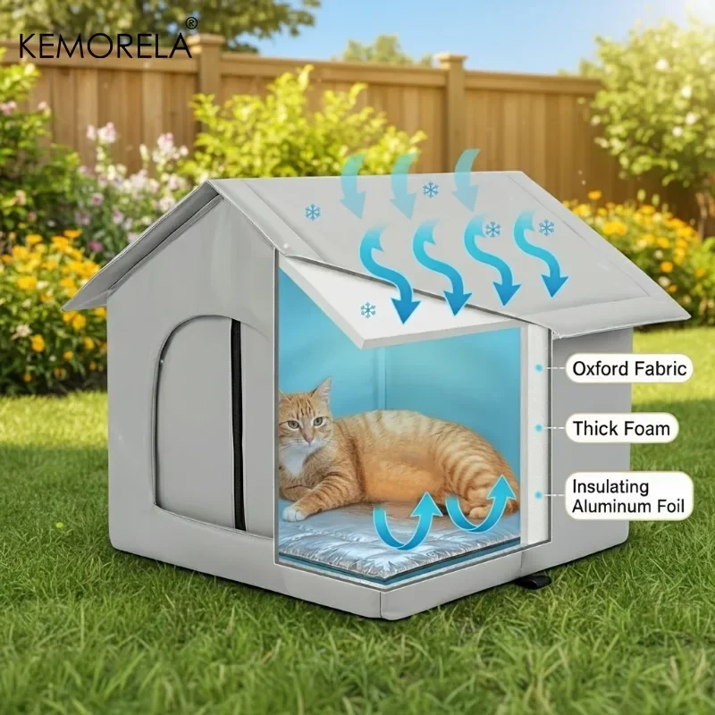 Summer Outdoor Cooling Cat Nest Comfortable Air-Conditioned Cat Bed, Durable Oxford Cloth, Non-Collapsing for Cats And Puppies