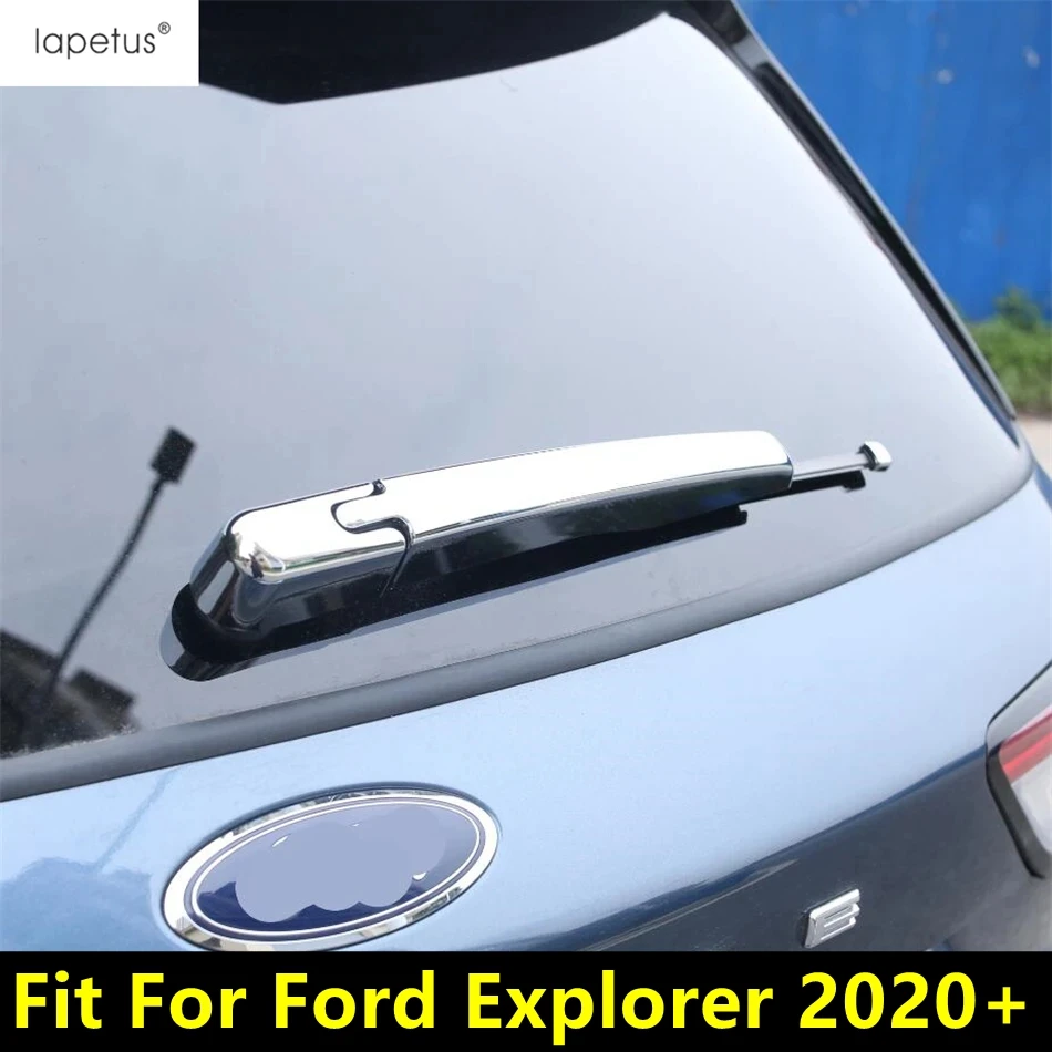 

For Ford Explorer 2020 - 2023 Rear Windshield Window Windscreen Rain Wiper Cover Trim Carbon Fiber / Chrome Accessories Exterior