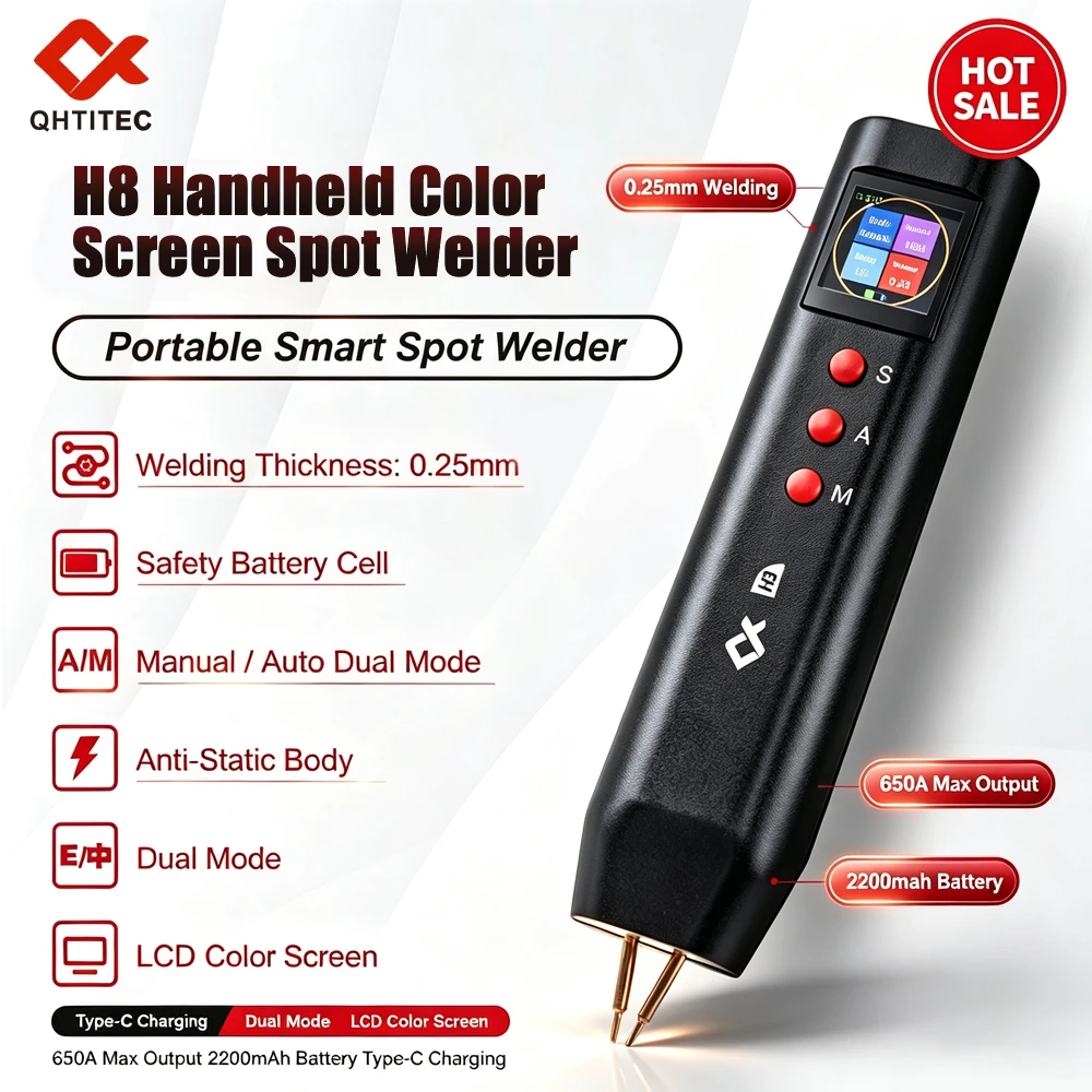 H3 Handheld Spot Welder Color Display Auto Dual Mode 2200mAh Rechargeable Spot Weld Tool For Lithium Battery Pack DIY Welding