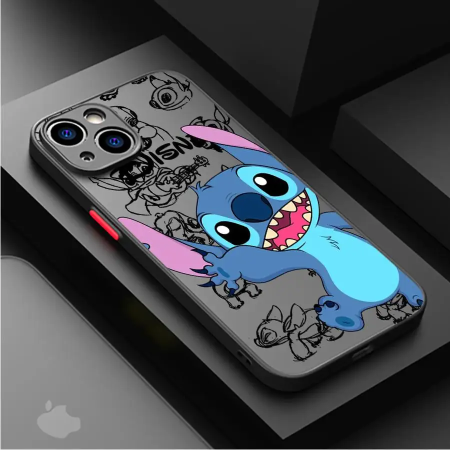 Coque de téléphone Disney Stitch, jolie coque mate pour Apple iPhone 11 16 13 15 12 14 Pro Max 7 XR X XS 13 12 Mini 14 Plus 8 SE