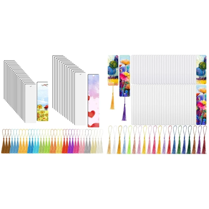 

Handmade Blank Bookmarks Sublimation Blanks Bookmarks with Colorful Tassel for Gift-Card Tag DIY Bookmarks Craft Project