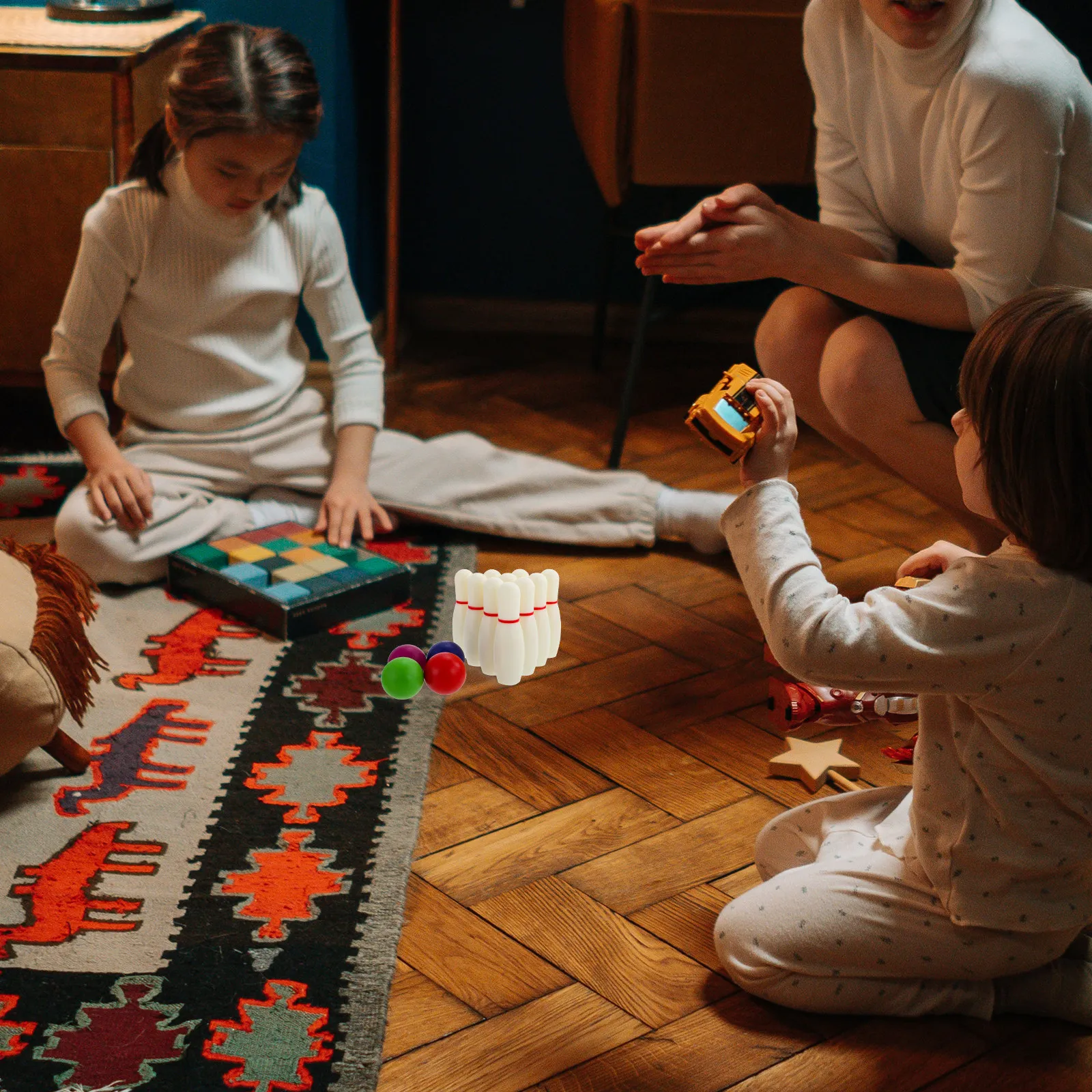 

1Set Bowling Set Creative Desktop Indoor Bowling Game Interactive Parent- Party Educational Board Game Decompression