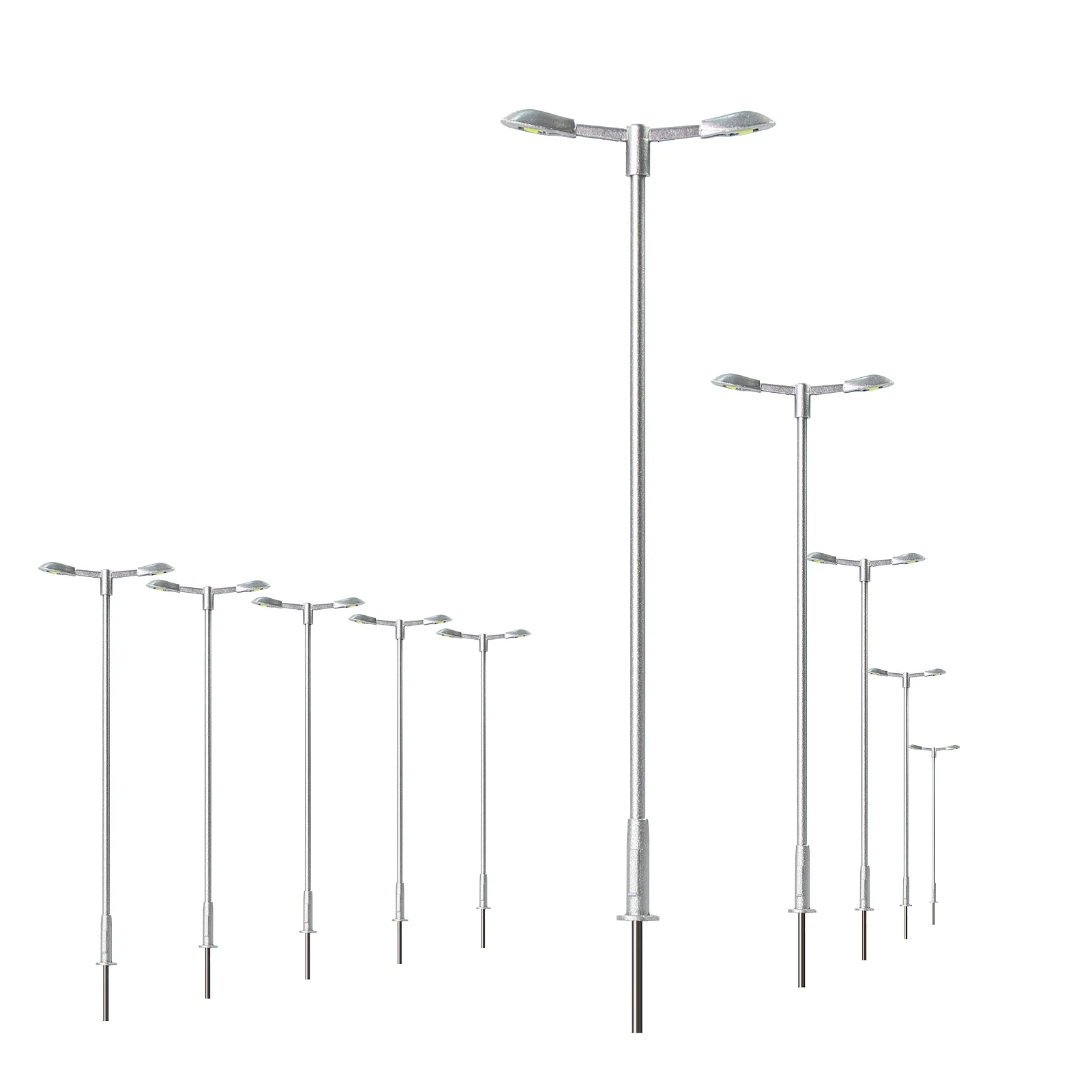 10pcs Model Platform Street Lights OO HO TT N Z Scale Two-heads Lamps Bright White LED with Resistors for 12V LD13