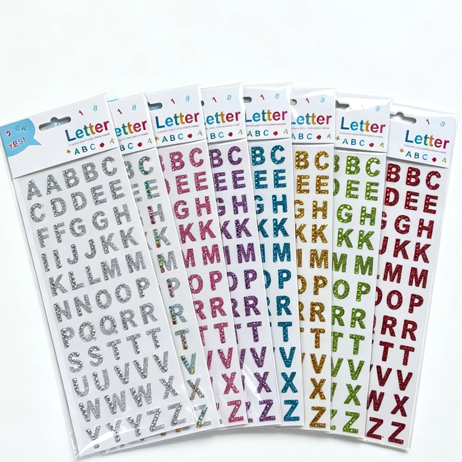 Large English Alphabet Rhinestone Stickers, Three-Dimensional Colorful Letter Acrylic Glitter Stickers, Suitable for Handmade Decorations