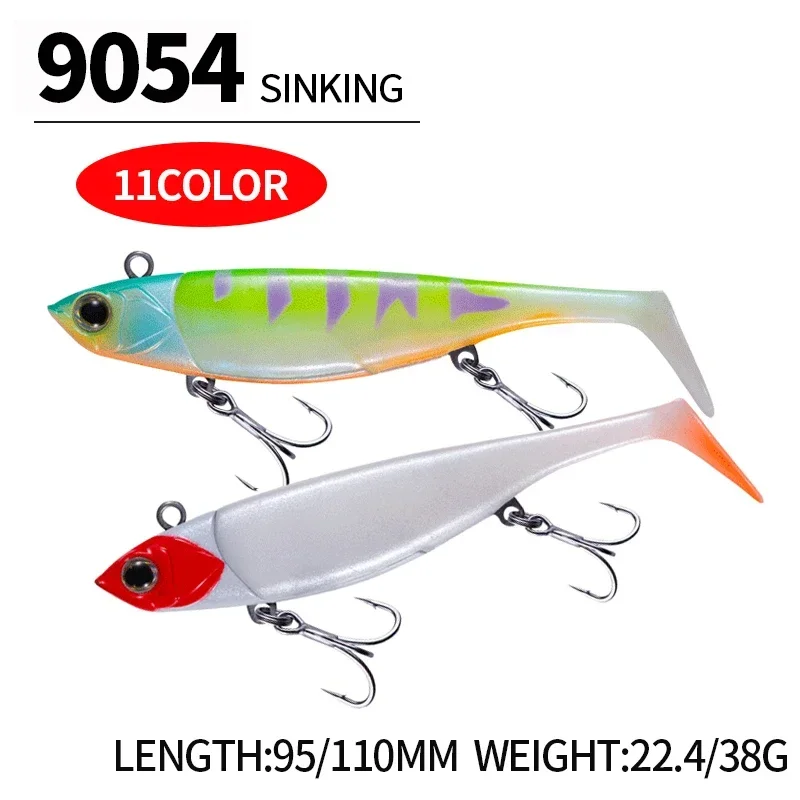 EASYFISH nowy EWE Niuniu Fish 22.5g/38g Wobbler Isca sztuczny wysokiej częstotliwości Tremor metalowa główka miękka przynęta 95/110mm miękka przynęta