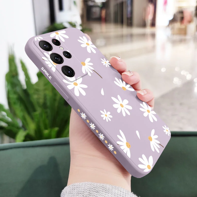 Einfache Gänseblümchen Handy hülle für Samsung Galaxy S24 S23 S22 S21 S20 Ultra Plus Fe S10 S9 S10E Note 20 Ultra 10 9 Plus Cover