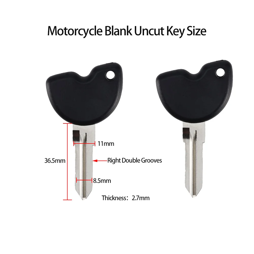 New Blank Motorcycle Uncut Key Black Length 34mm for Vespa Motorbike Spare Part Replacement Accessory