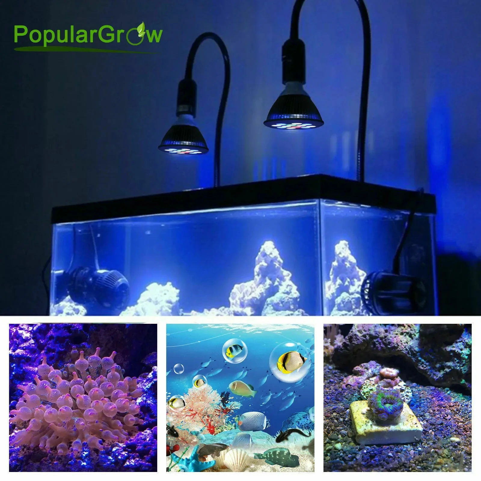 Led Aquarium Light E27 12W Coral Reef Light for SPS LPS Coral Fish Tank