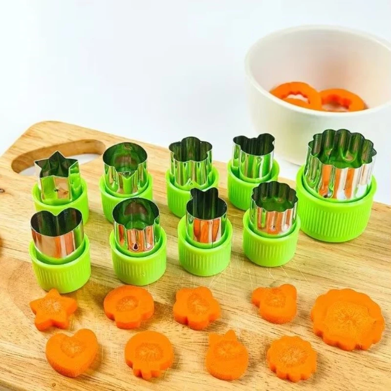 9pcs stainless steel cookie cutting box set kitchen flower cutting tool bento decorative melon flower cutter