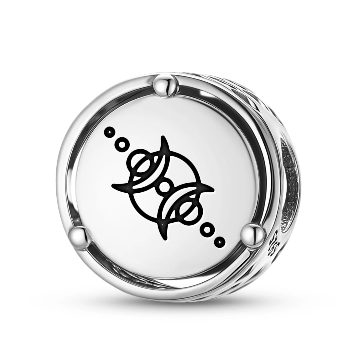 

Шарм из стерлингового серебра 925 пробы «Кроп-круги», «Лунно-солнечное затмение», подходит для оригинального браслета, аксессуары для самостоятельного изготовления украшений, семейный бусинный шарм