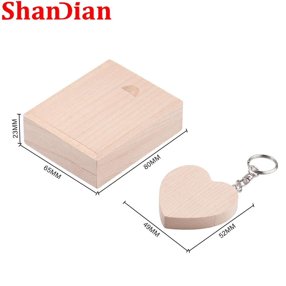 10 قطعة/الوحدة صندوق خشبي و القلب محرك فلاش USB 128 جيجابايت شحن مخصص شعار القلم محرك 64 جيجابايت القدرة الحقيقية الذاكرة عصا 32 جيجابايت هدية الزفاف