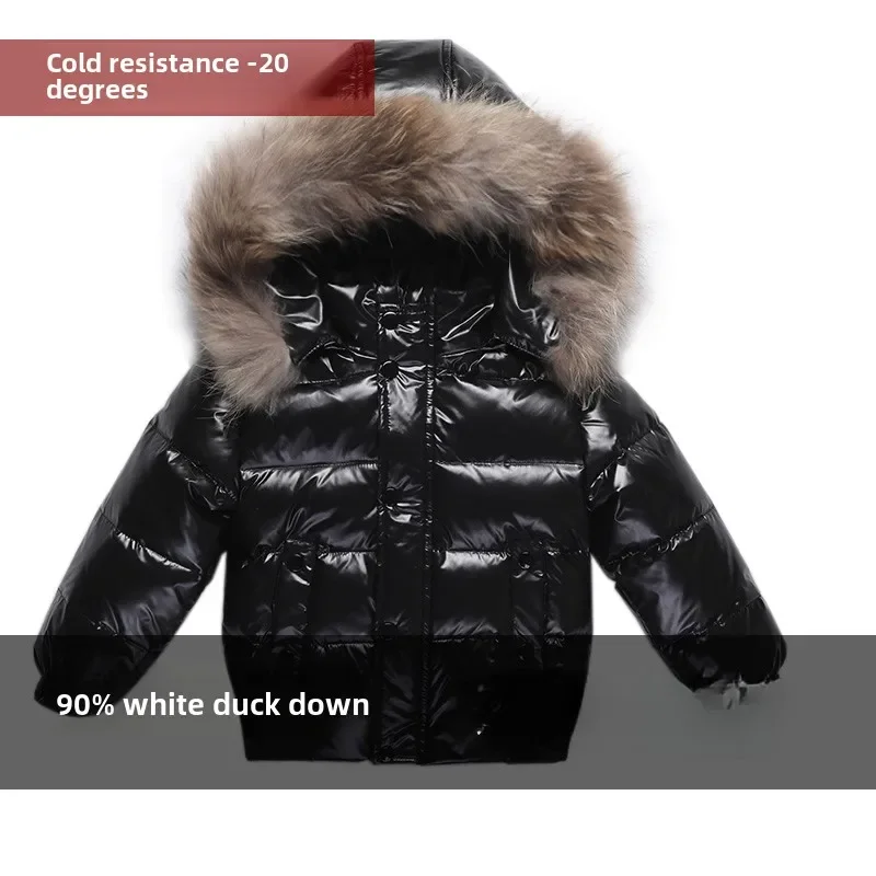 -20C°  Children's down jacket boys thick winter windproof waterproof warm white down down girls coat free wash