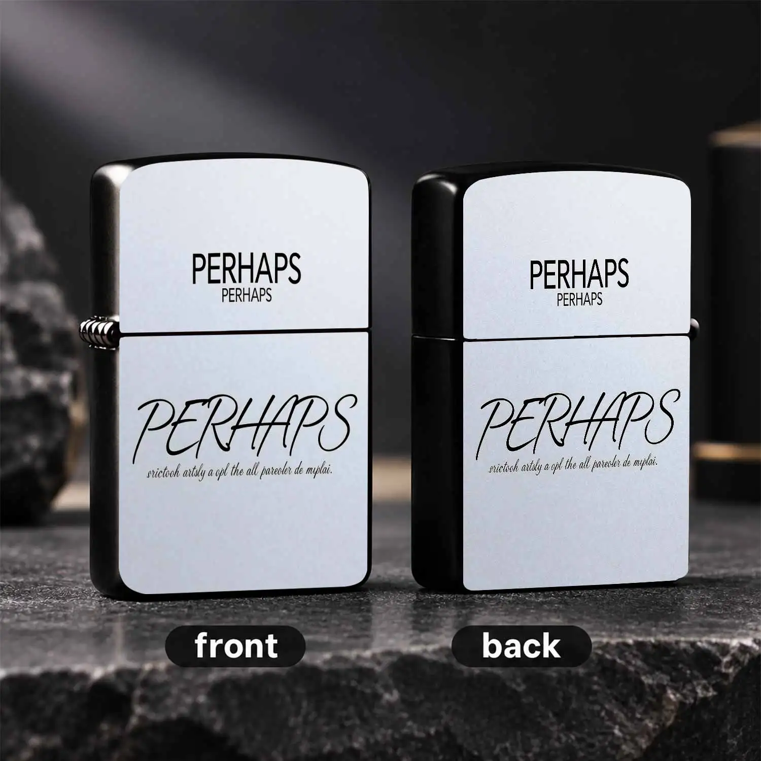 Exquisite Pocket Lighter With Stylish Perhaps Letter Print Design, Lightweight Portable For Daily Carry, Smooth Ignition For Camping Gathering Travel Dating And All Scenarios, Nice Practical Gift Choice For Friends Fami A Humorous And Inter