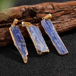 Natural Blue Kyanite Pendant Necklace Amethyst Mineral Specimen Throat Chakra Reiki Healing Crystals For Jewelry Making Charms