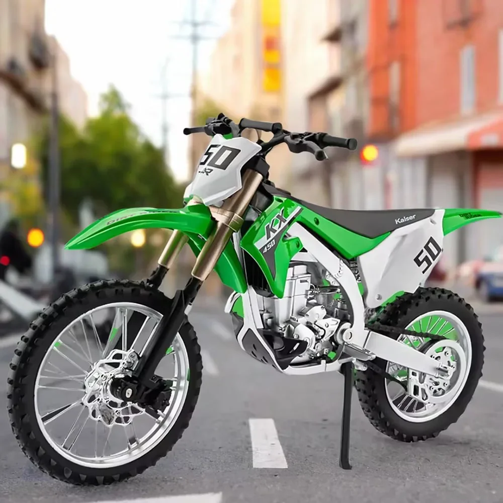 1:12 Kawasaki KX450 Motorcycle Car Toy Model Alloy Diecast Wheel Steering Miniature Mountain Off-road Motorcycles Boys Xmas Gift