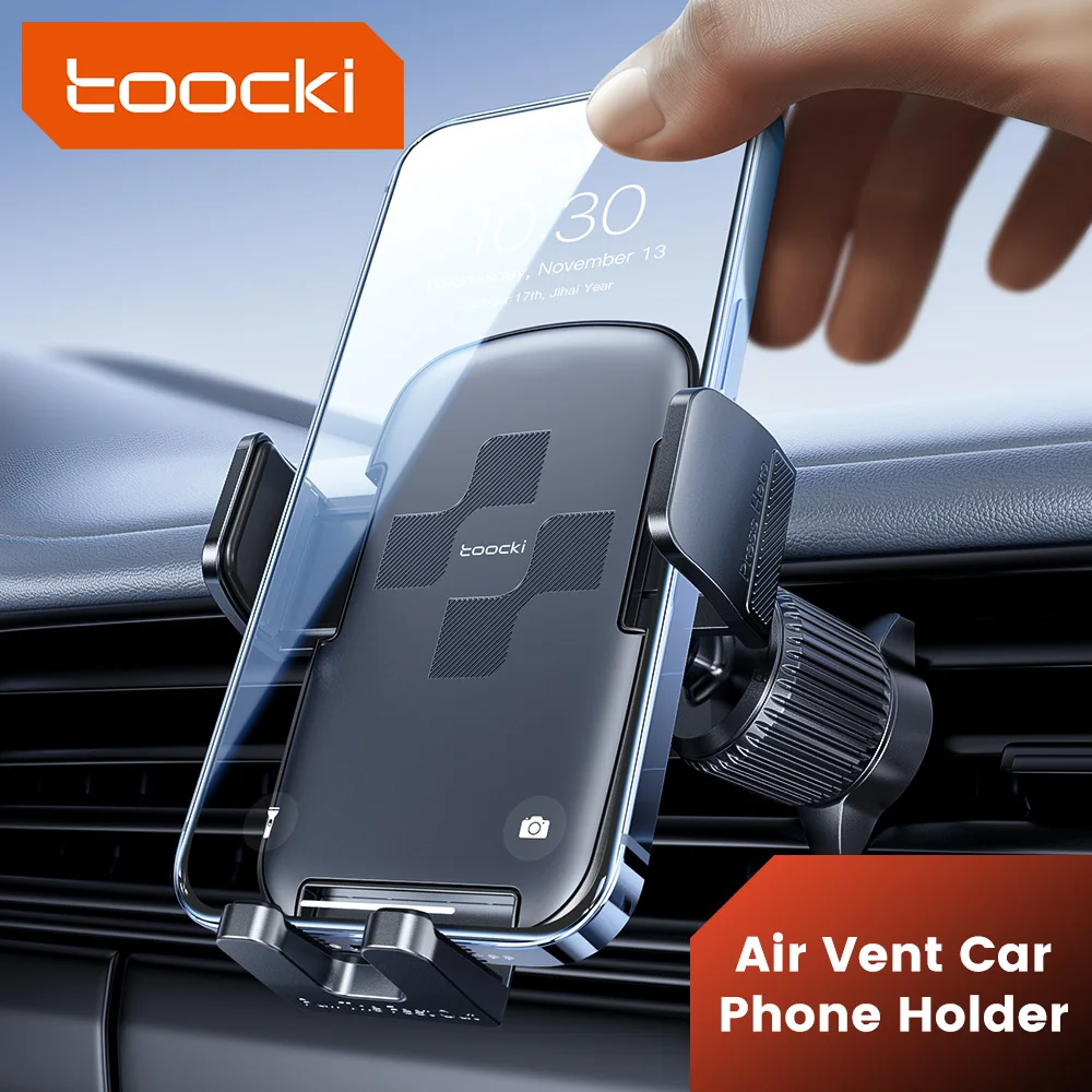 Suporte de Celular Automotivo Toocki para Saída de Ar com Clipe de Gancho para iPhone 17 16 Xiaomi Samsung 360 ° Suporte Universal para Telefone com Bloqueio Manual Rotativo