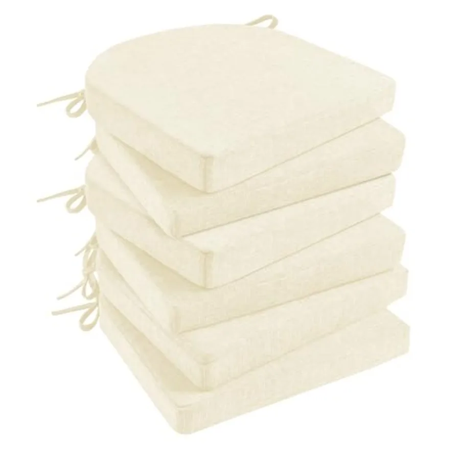 

Подушки для стульев, 6 штук, для кухонных стульев, с завязками и нескользящей основой, 16 x 16 дюймов, накладки на стулья для столовой.