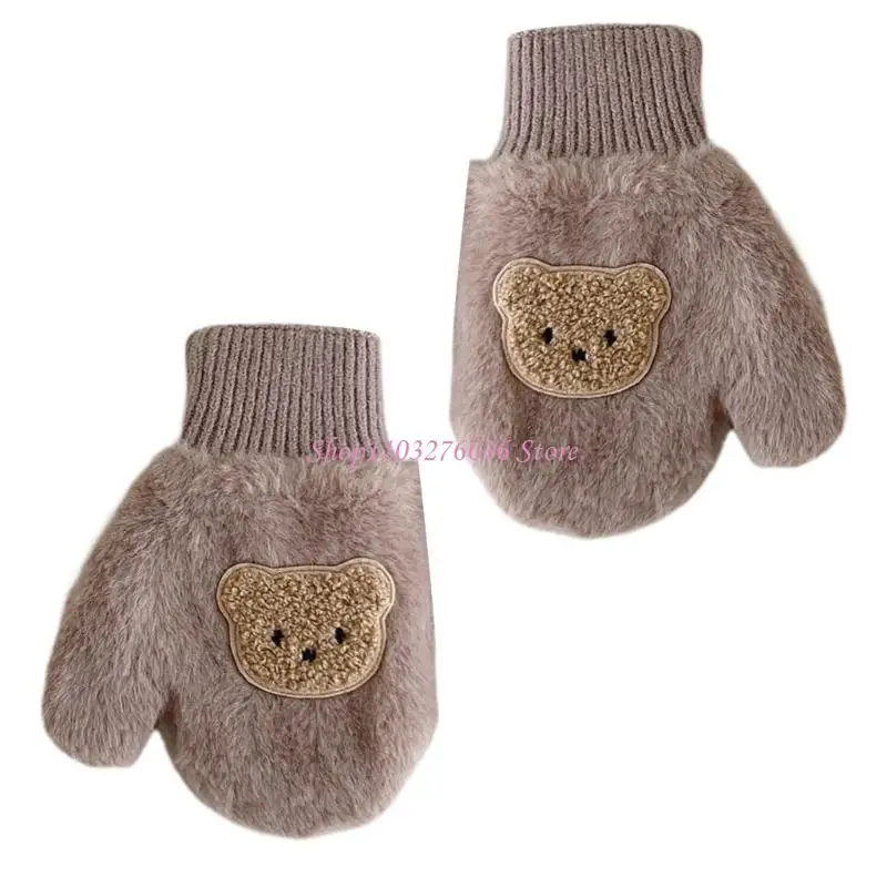 R6FD Cartoon Bär Dicke Fäustling Baby Fäustlinge mit Seil für Kinder Baby Junge Mädchen Kinder Kleinkind Anti-skid Winter warme – Detail 3