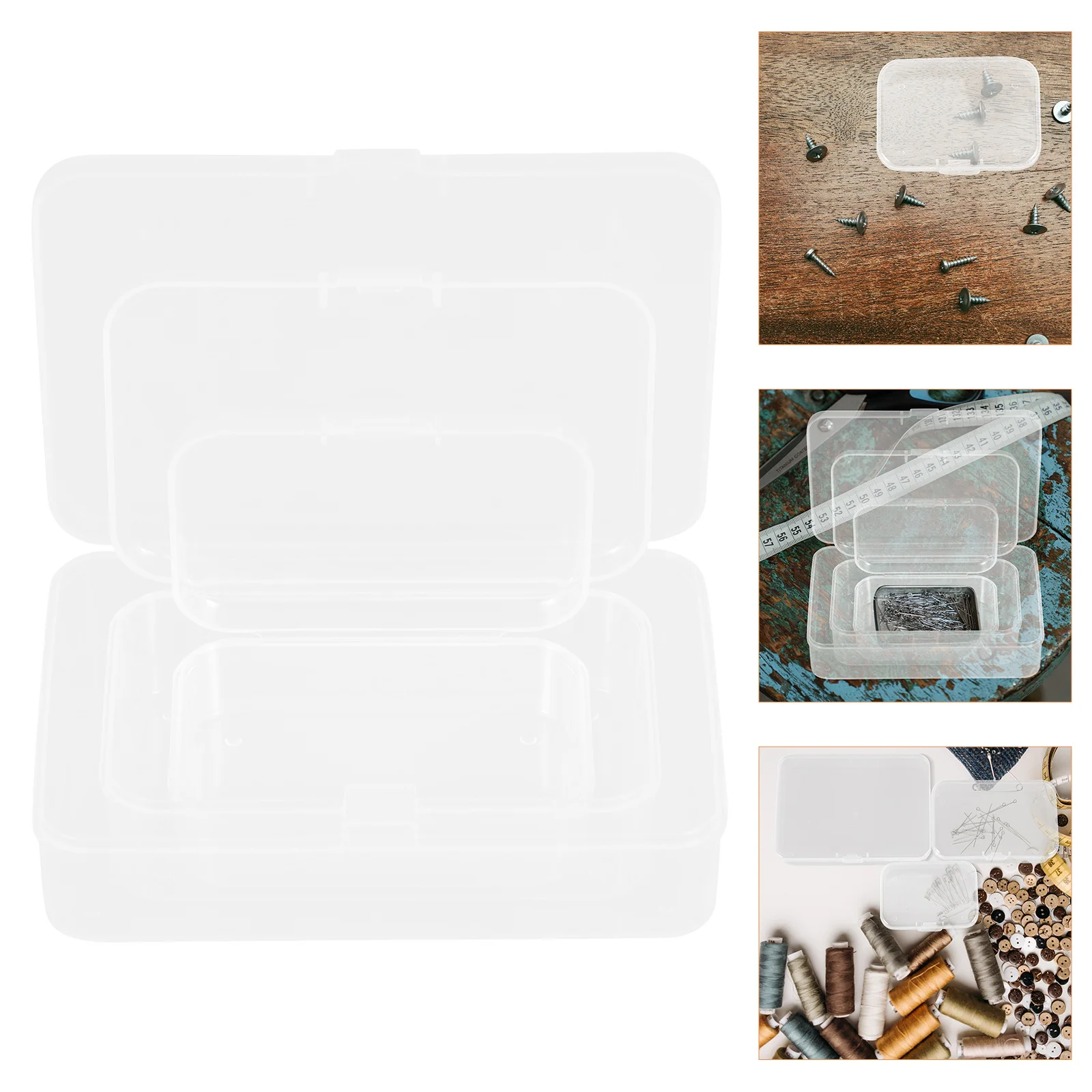 

9Pcs Storage Boxes Clear Rectangular PP Organizer Case for Small Parts Screws Jewelry Craft Accessories Holder