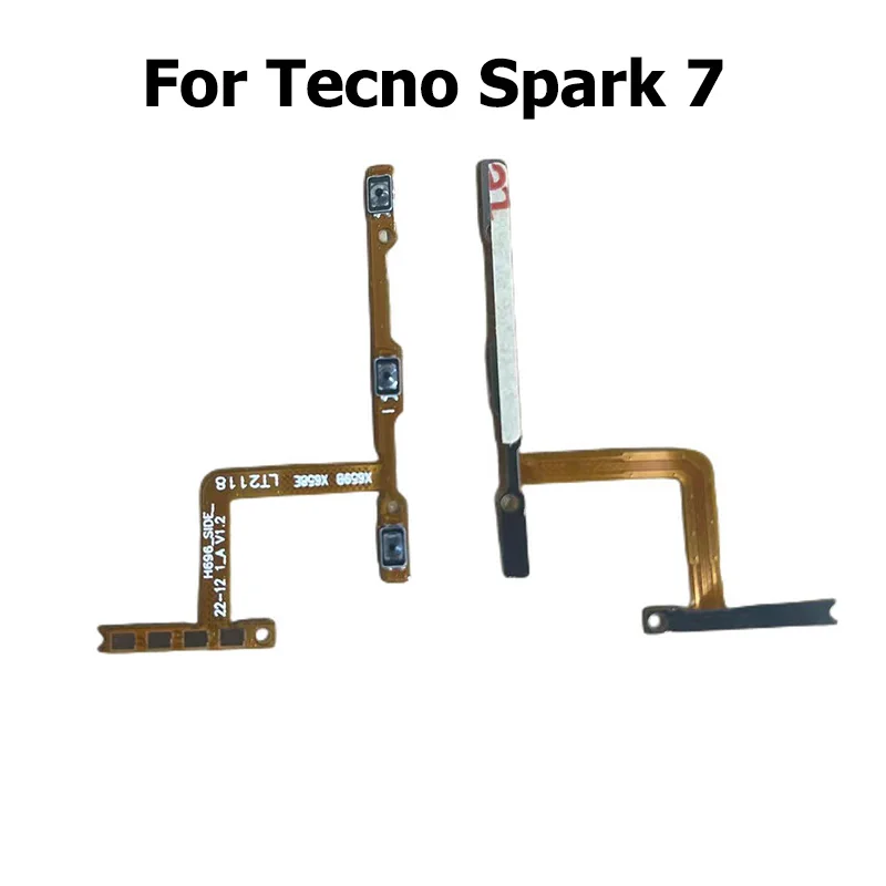 New For Tecno Spark 7 Power On Off Volume Side Button Key Flex Cable Mute Volume Switch Connector Ribbon Parts