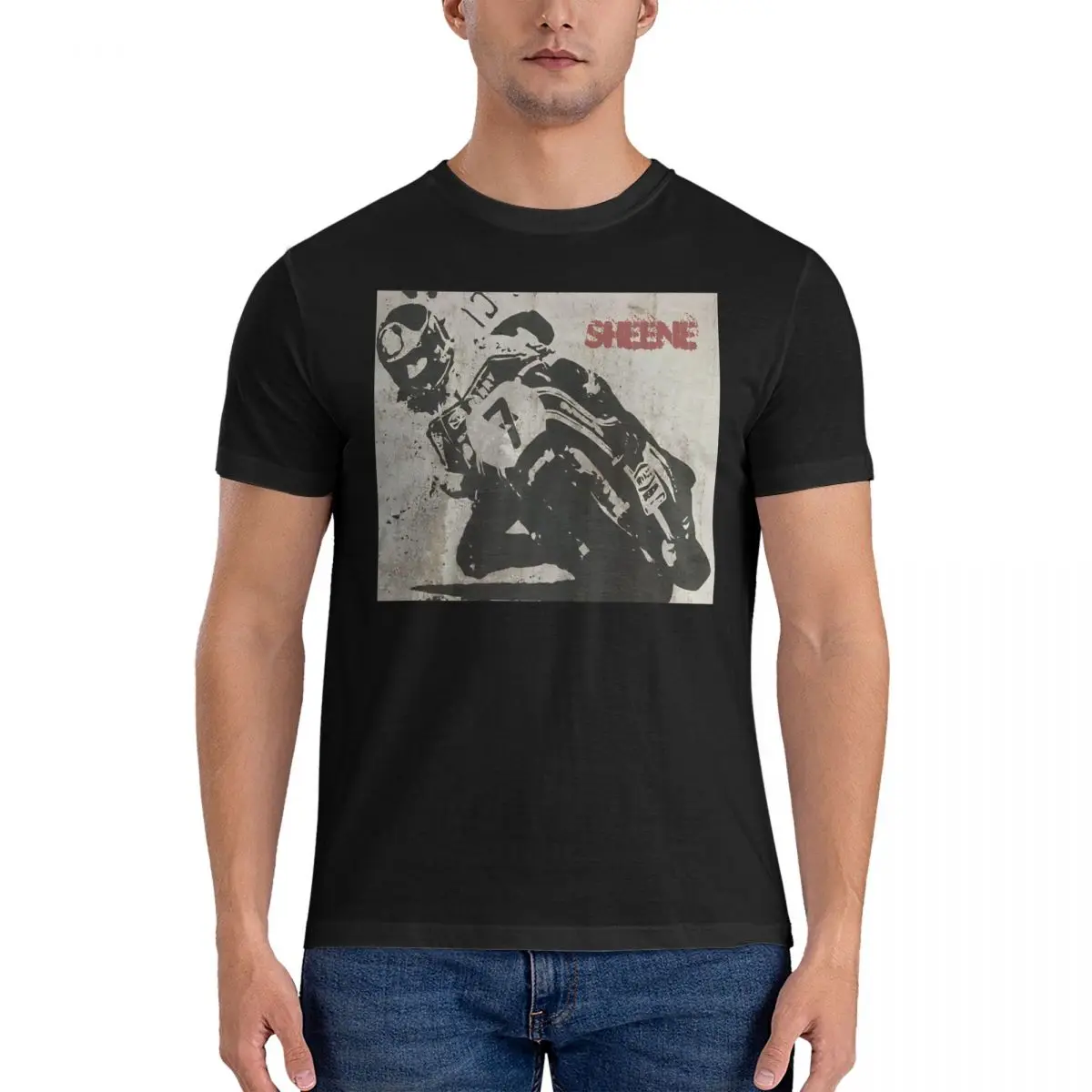 Graffiti Art Number 7 Barry Sheene T-Shirt Men motorbike Funny Pure Cotton Tee Shirt Crewneck Short Sleeve Summer Clothes