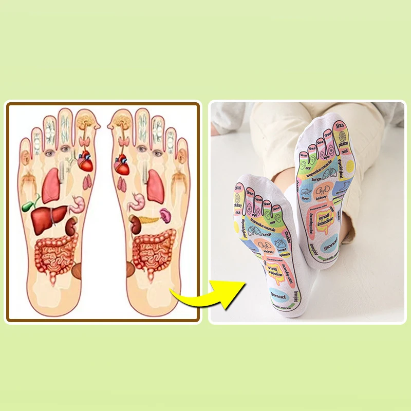 Visceral Colorful Diagram Massage Relieve Tired Feet Socks Acupressure Foot Massager Reflexology Socks Foot Point Tool Foot Care