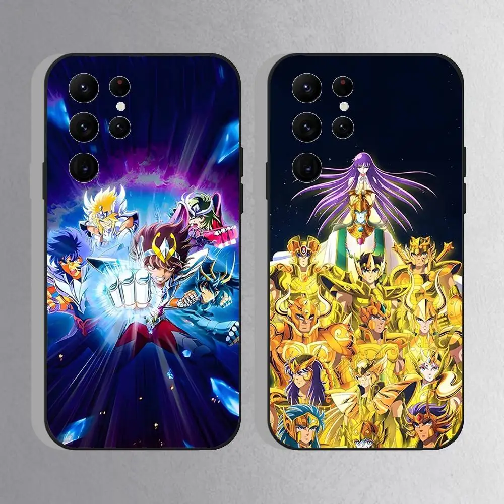 

S-Saint Seiya Knights Zodiac Phone Case For Samsung S25,S24 Ultra,S20,S30 plus,S22 Plus,S23,Ultra 5G Silicone Black Shell