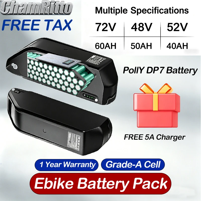 

Electric bicycle bike battery Downtube Hailong Polly DP7 48V 52 36 60 72V 20 25 30ah 35 40 50Ah 60Ah 3000W 21700 Lithium Battery