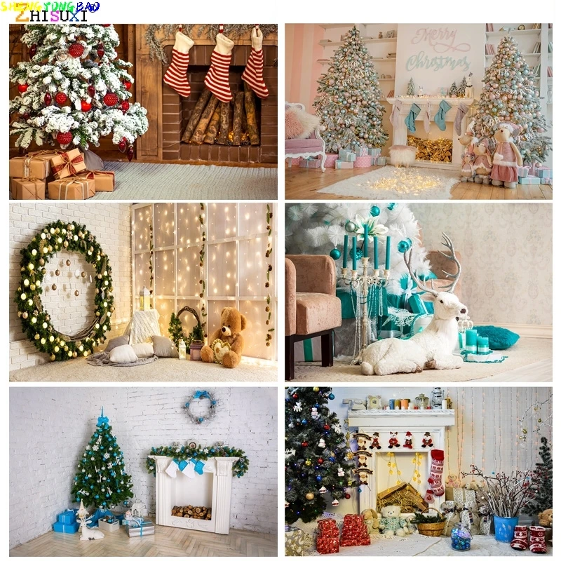 

Vinyl Custom Christmas Indoor Theme Photography Background Christmas tree Children Backdrops For Photo Studio Props 21518 HYD-02