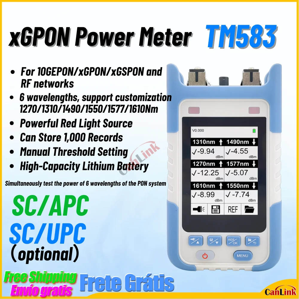 

TM583 PON 1270/1310/1490/1550/1577/1610Nm XGPON 10GEPON Fiber Optic Power Meter OTDR Tester SC UPC APC