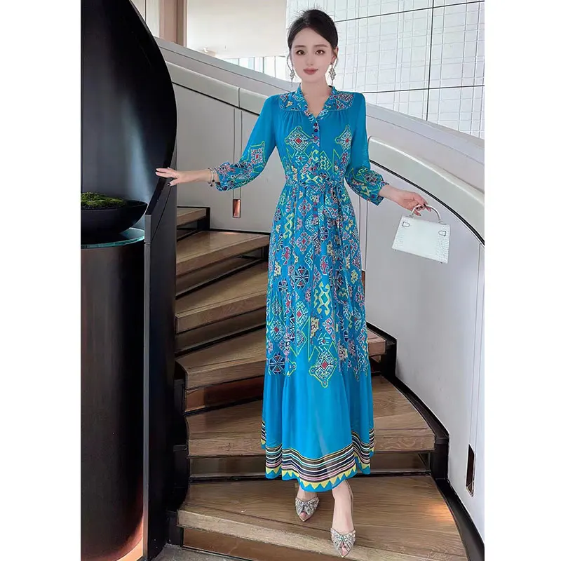 Fashionable and elegant printed design dress with exclusive style, noble and slimming women's clothing, high-qualit #096 C7-38