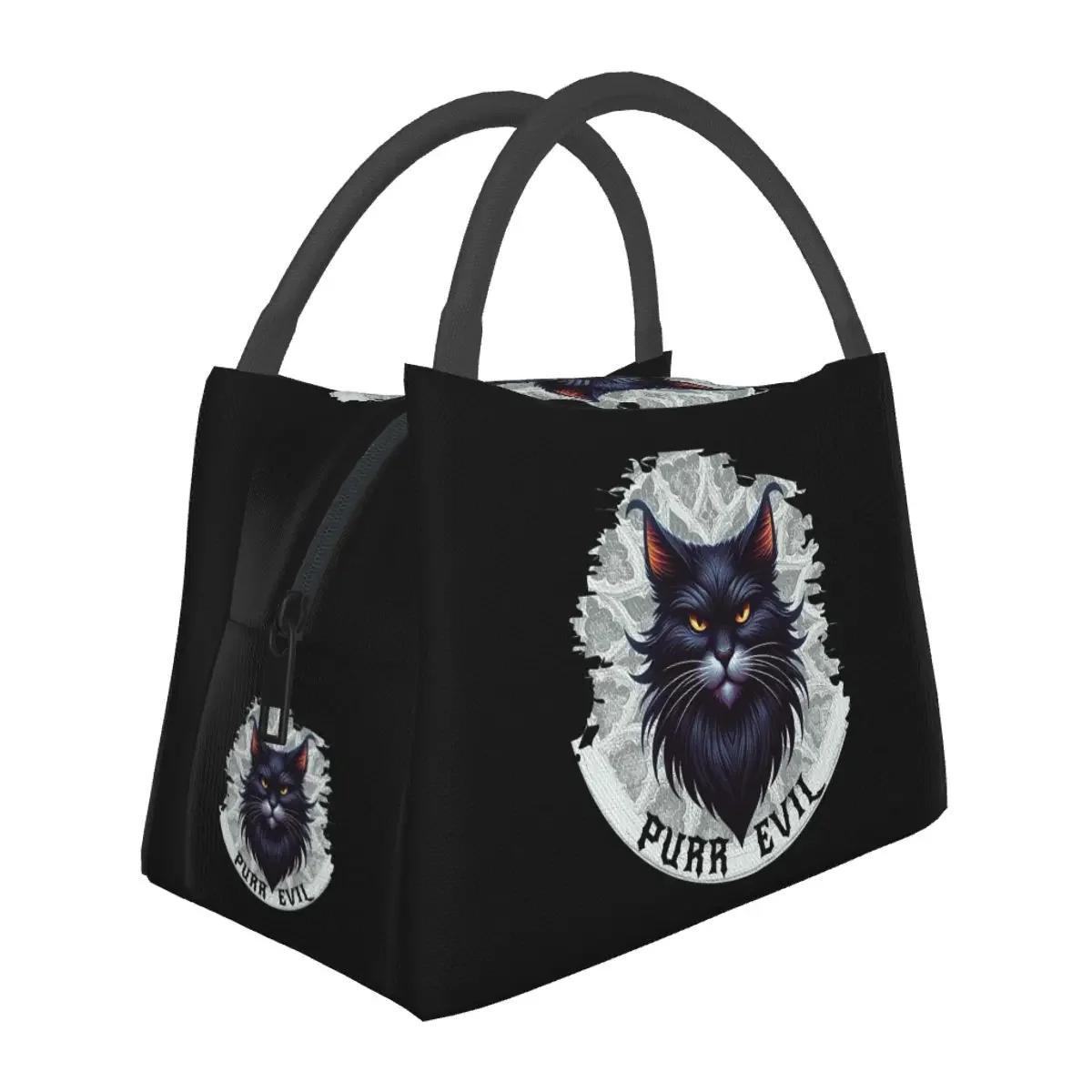 

Purr Evil - Black Cat Lunch Bags Insulated Bento Box Portable Lunch Tote Picnic Bags Cooler Thermal Bag for Woman Kids Travel