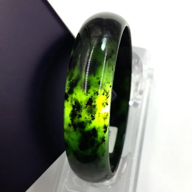 Chinese Natural Black Jade Hand-carved Jade Bracelet Fashion Jewelry Men and Women Style Olive Green Hotan Jade Bracelet