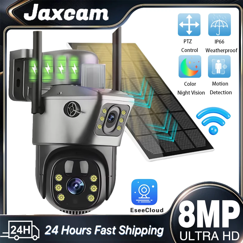 

8-мегапиксельная солнечная камера с низким энергопотреблением, Wi-Fi, уличная беспроводная двусторонняя аудиосвязь, наблюдение ночного видения, защита, CCTV, PIR IP-камера