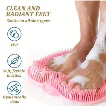 Foot Wash Mat Silicone Sponge Body Brush in The Shower Reusable Wall Mounted Back…