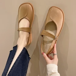 Women's Flats 2022 Spring and Autumn Ladies Flat Shoes of  Women Soft Comfortable Square Toe  Leisure Shoes Retro Buckle  Shoes