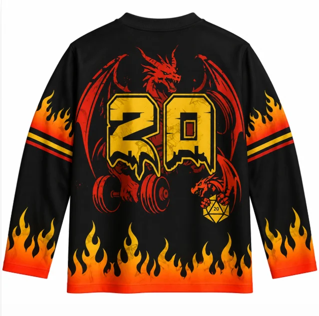 Vintage Dragon Gym Fitness Graphic Hockey Jersey Men Long Sleeve V-neck Oversized Top  Tabletop Game Fan Street Shirt