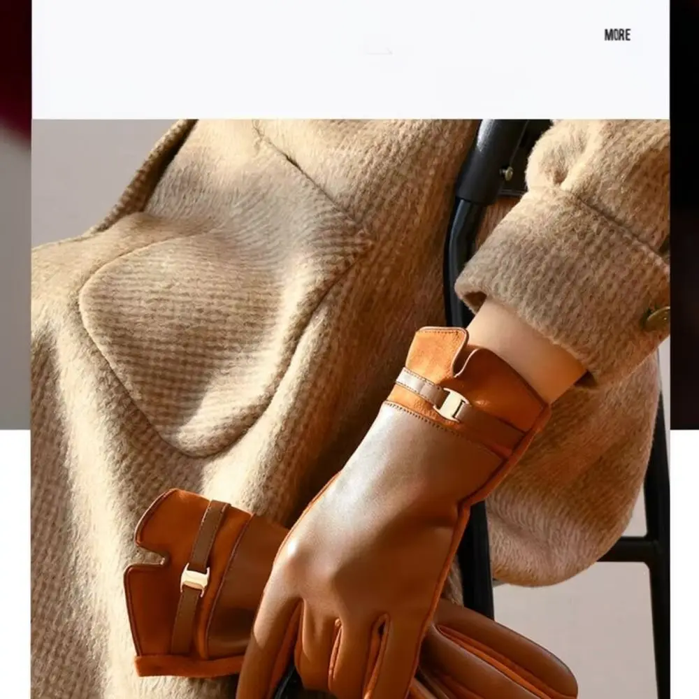 Women Winter Touch Screen Gloves Thermal Thickened Fleece Mittens Windproof Driving Fashion Elegant Cold Weather Apparel