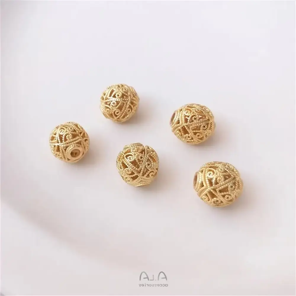 Vietnam strong color preserving sand gold wool ball large hole septum beads DIY hand woven rope chain transfer beads accessories