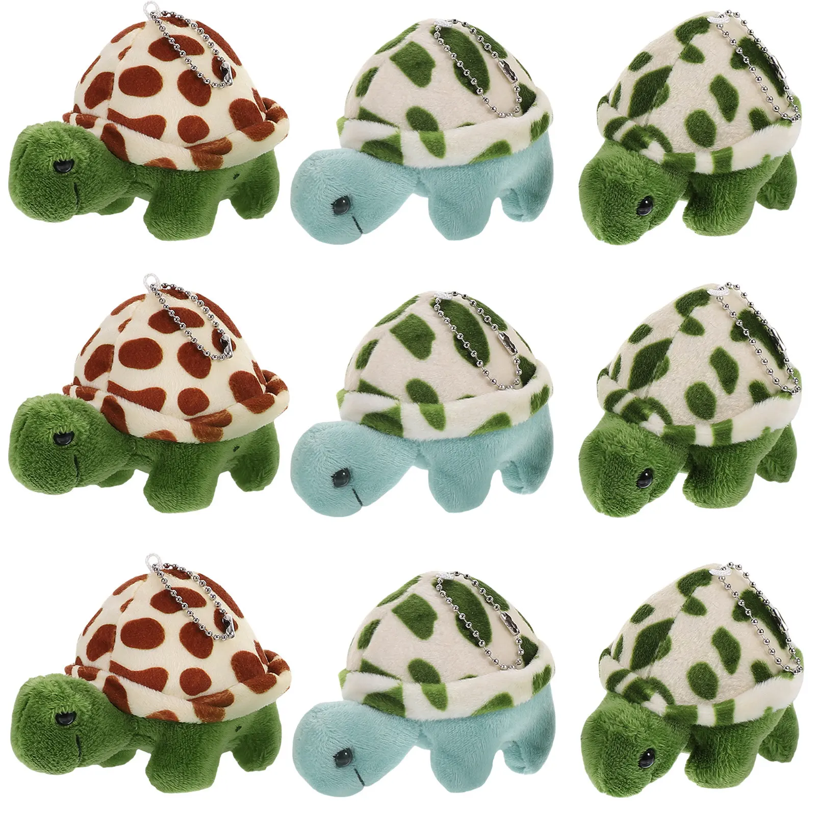 

9Pcs Cute Cartoon Turtle Bag Pendant Set PP Cotton Soft Hanging Decor for Backpack Purse Wallet Keychain Charm Schoolbag