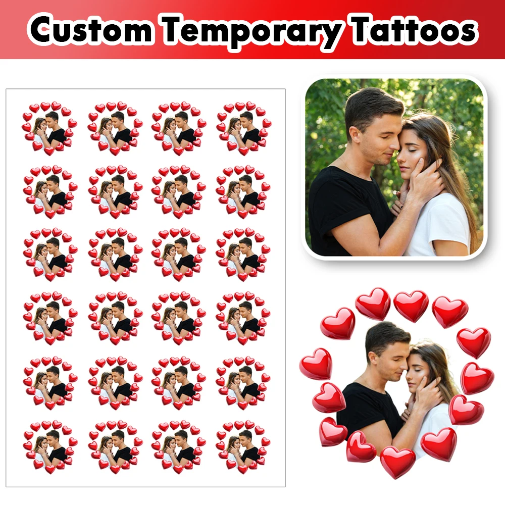 Custom Waterproof Temporary Tattoo Sticker DIY Fake Tatoo, Red Love Pattern, Suitable For Wedding, Couple, Anniversary Gift image 2