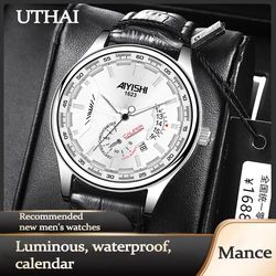 UTHAI CQ283 Casual and fashionable men's watches, night light waterproof non mechanical quartz watches, elegant clock gifts